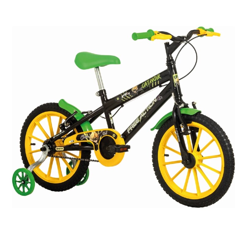 Bicicleta Niño Rod. 16 Free Action Catnoir Negra C/rueditas Negro 11 Bicicleta Niño Rod. 16 Free Action Catnoir Negra C/rueditas Negro 11