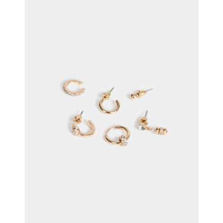 Set De Aros Con Strass Dorado