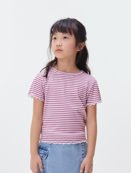 BLUSA MANGA CORTA INFANTIL CON ESTAMPADO VIOLETA