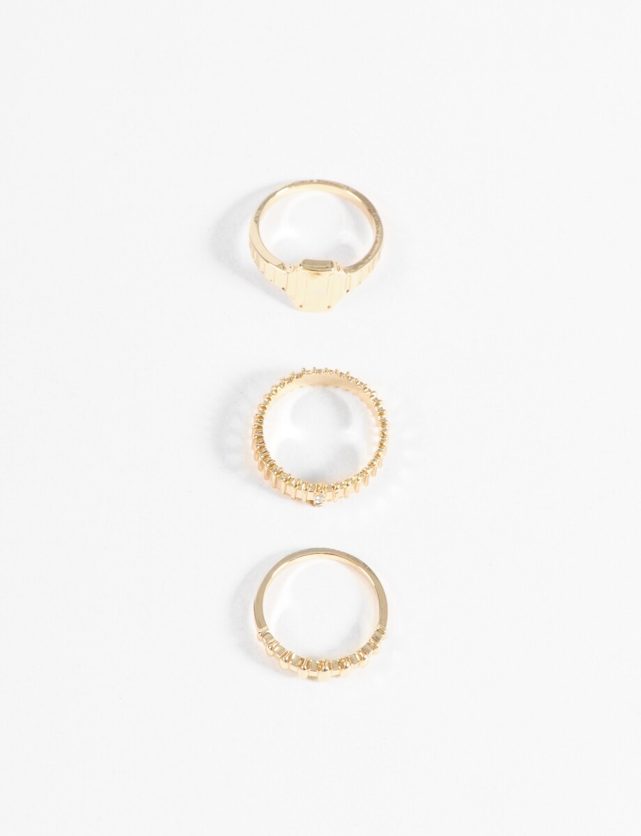 Set anillos stripe - dorado 