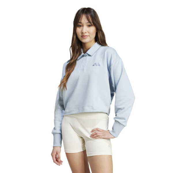 Remera Adidas French Terry Polo de Mujer - IY6793 Celeste
