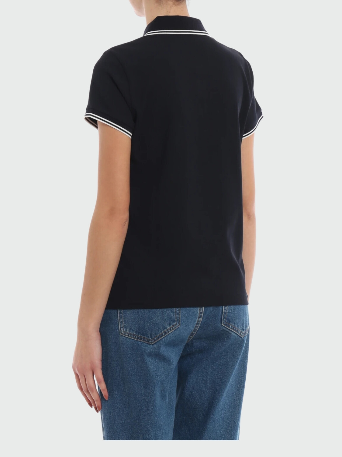 Moncler -Remera polo de algodón manga corta Negro
