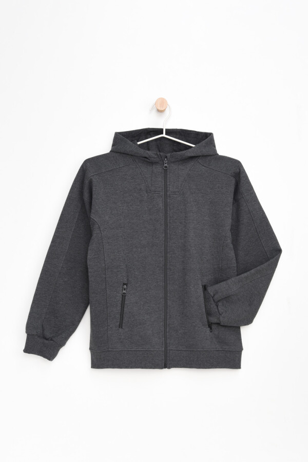 Chaqueta deportiva con ribetes Gris Melange Oscuro