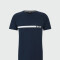 BOSS - Remera de Algodón con raya y logo Azul