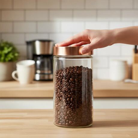 Recipiente Frasco de Vidrio Cilíndrico Tapa Rosca Cobre 1.8L Cobre