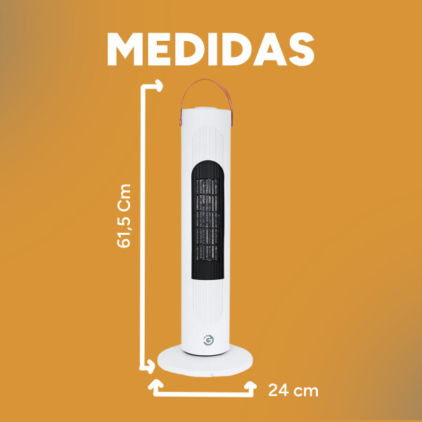 Estufa Calefactor Ceramico Torre Electrica Oscilacion 2000W Variante Color Blanco