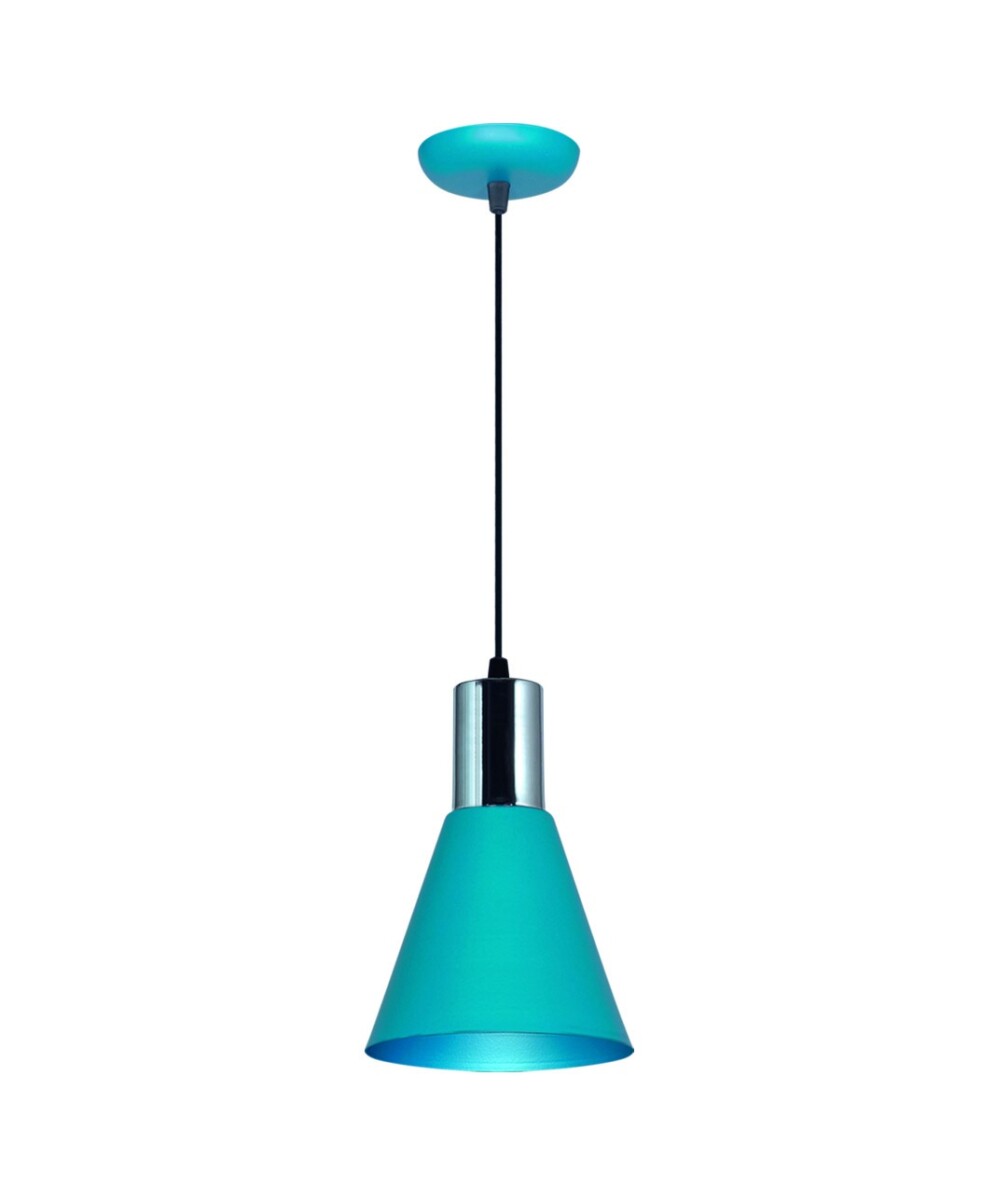 COLGANTE 1 LUZ ''OSTENDE'' PANTALLA METALICA AZUL PASTEL/CROMO E27 