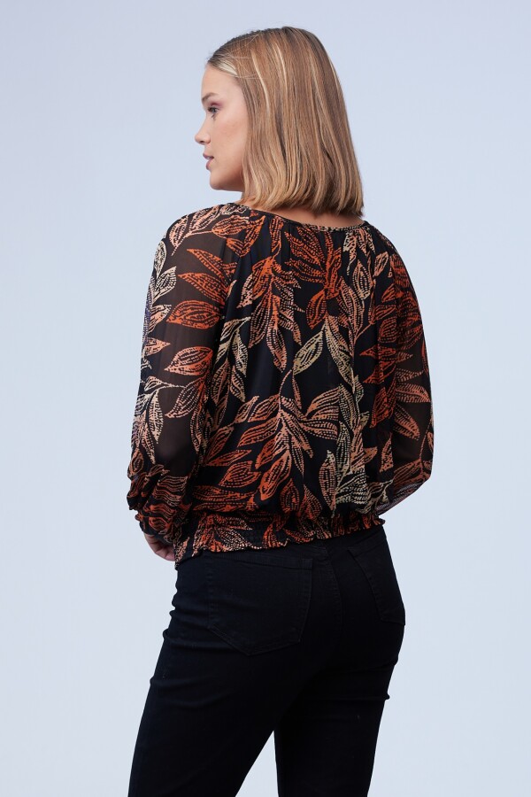 Blusa Micro Tul Print NEGRO/MULTI