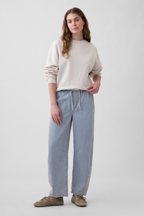 Jean Pull On Barrel Mujer Railroad Strp Indigo