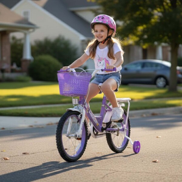 Bicicleta infantil Shengdi Rodado 16 Canasto Parrilla Hadas Violeta 1