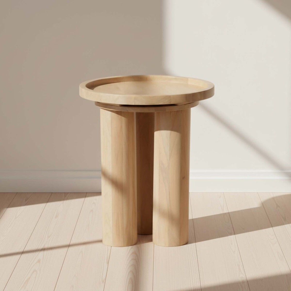 MESA AUXILIAR - MDF-Y-MADERA NATURAL-BEIGE CYLINDER NATURAL 