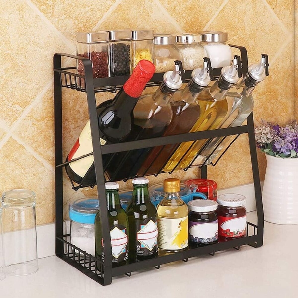 Rack especiero acero y hierro 3 niveles 