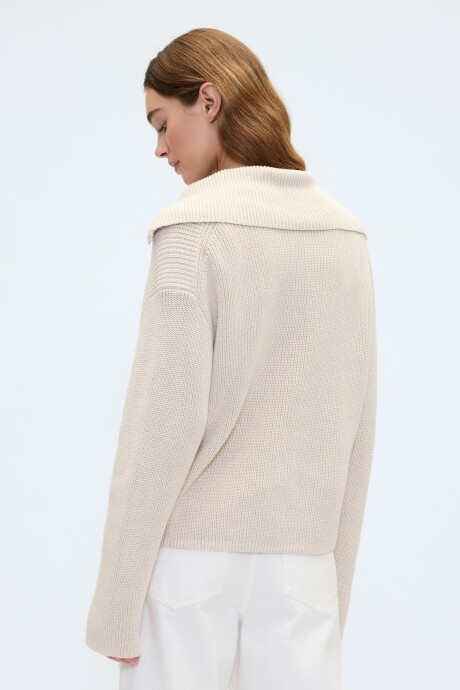 Buzo Medio Cierre Algodón Mujer Milk