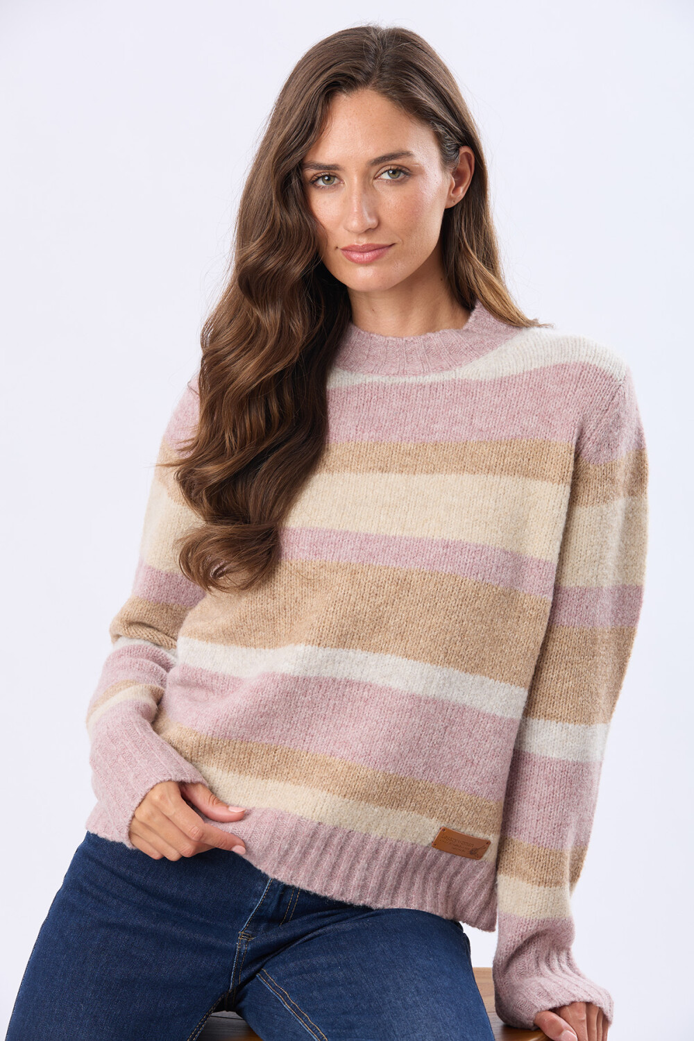 BUZO TEJIDO RAYADO Rosa