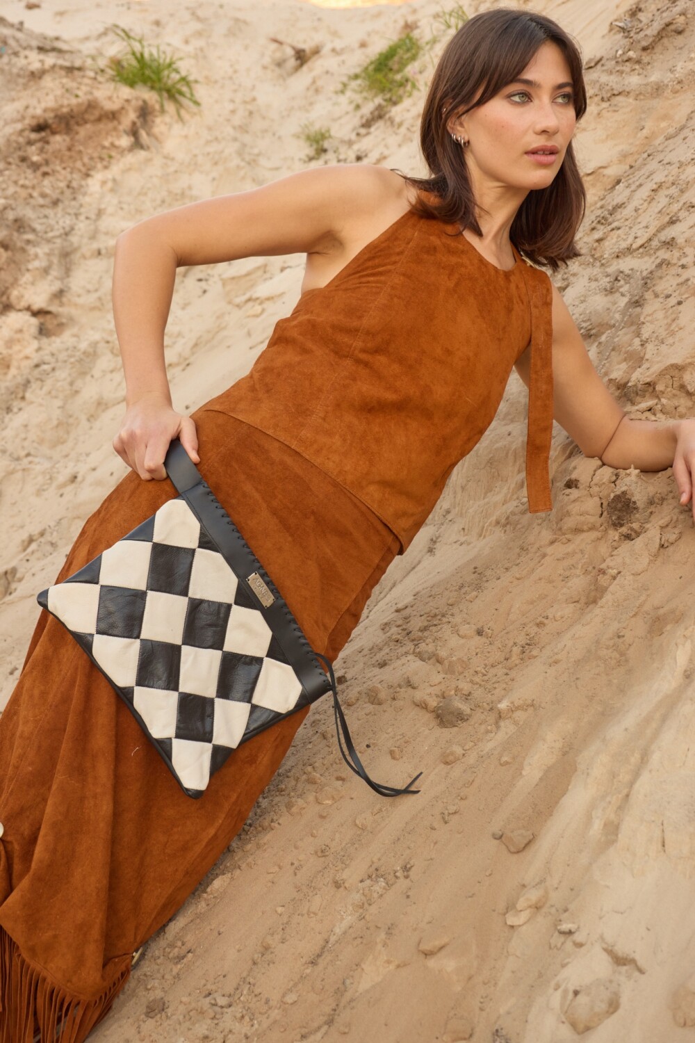 Rombos Clutch Negro / Hielo