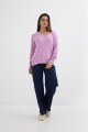 Sweater escote en V liso LILA