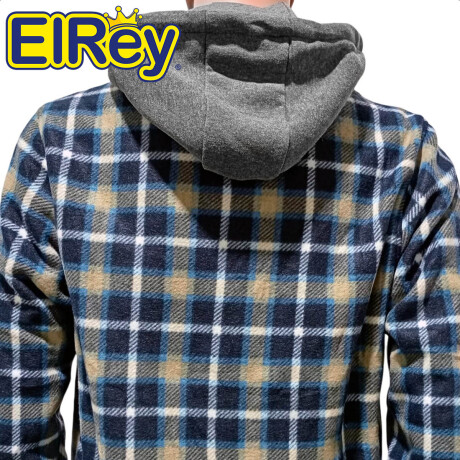 Campera Camisa Leñadora Cangurito Capucha Botones Verde