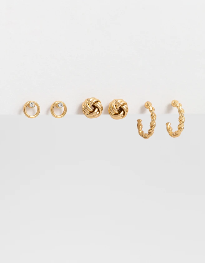 Aros Sets Bañada en Oro Set De Aros Bañados En Oro - Dorado