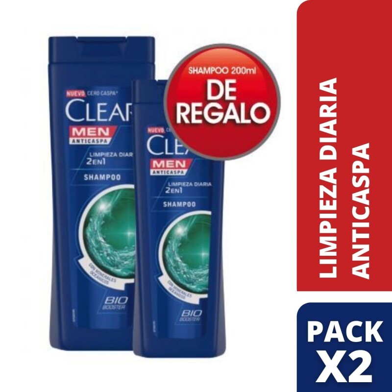 Shampoo Clear Anticaspa Men 2EN1 Pack Ahorro 400 ML + 200 DE REGALO