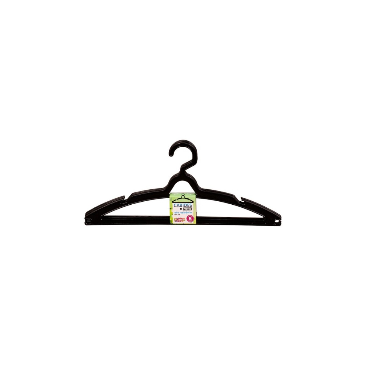 PACK DE PERCHAS PLASTICAS X 5 UNIDADES - NEGRO 