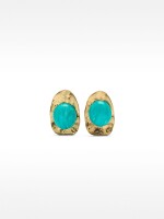 Pendientes Ovalados Con Piedras azul
