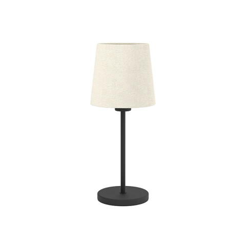 Lámpara de mesa E27 acero negro y pant tela blanca EG6020