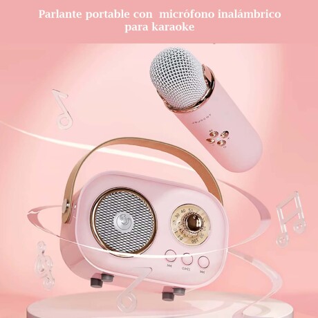 Parlante Vintage Bluetooth y Micrófono Inalámbrico Karaoke Beige