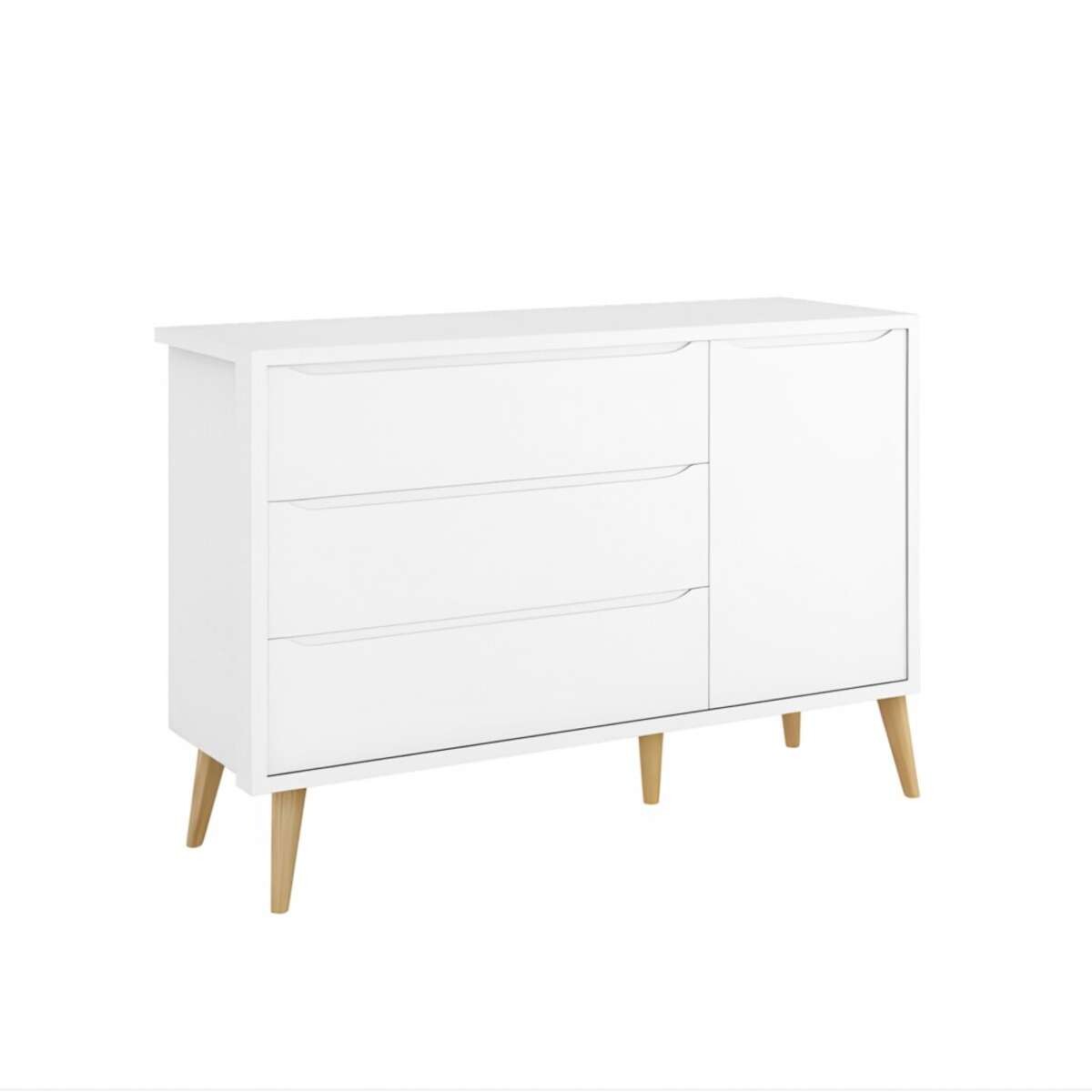 Comoda 3 Cajones 1 Puerta Zapatera Infantil Theo - Blanco 