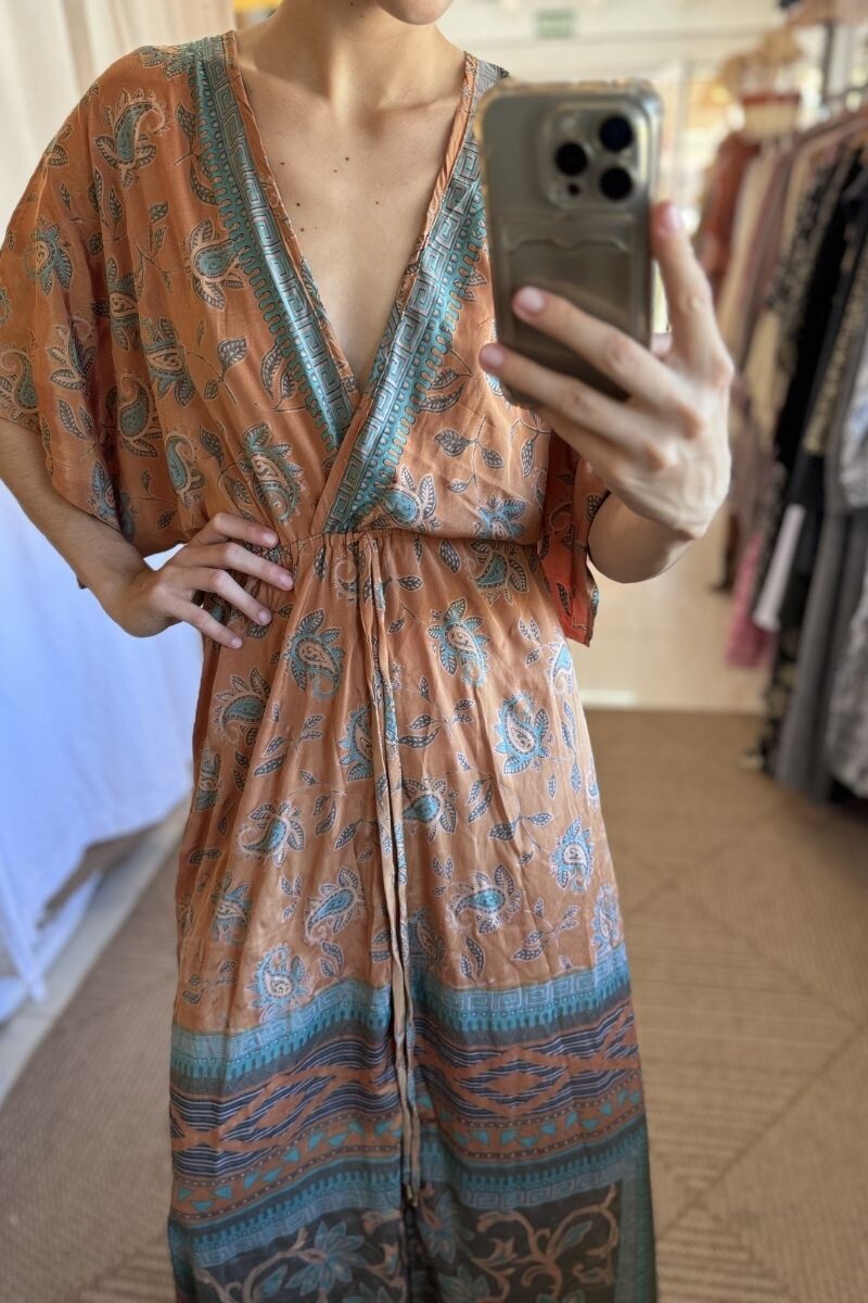 Vestido Manu de seda Tonos naranjas