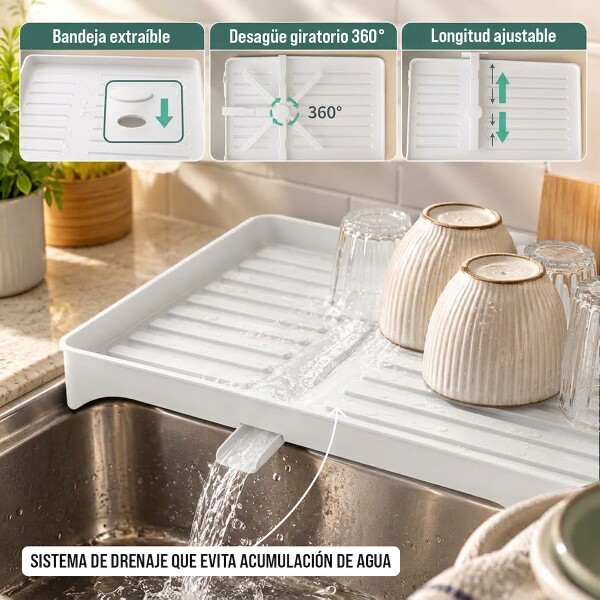 Escurridor Seca Platos Vajilla 2 Niveles Con Bandeja Drenaje Agua Cocina Imback Color Blanco Escurridor Seca Platos Vajilla 2 Niveles Con Bandeja Drenaje Agua Cocina Imback Color Blanco