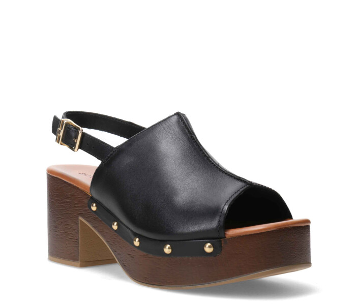 Sandalia con taco alto y plataforma Preto