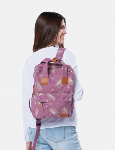 MOCHILA DE LONA ESTAMPADA Rosado