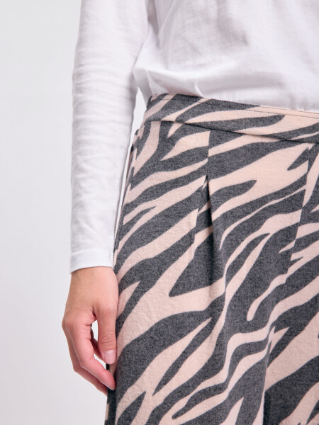 Pantalón tejido estampado Beige