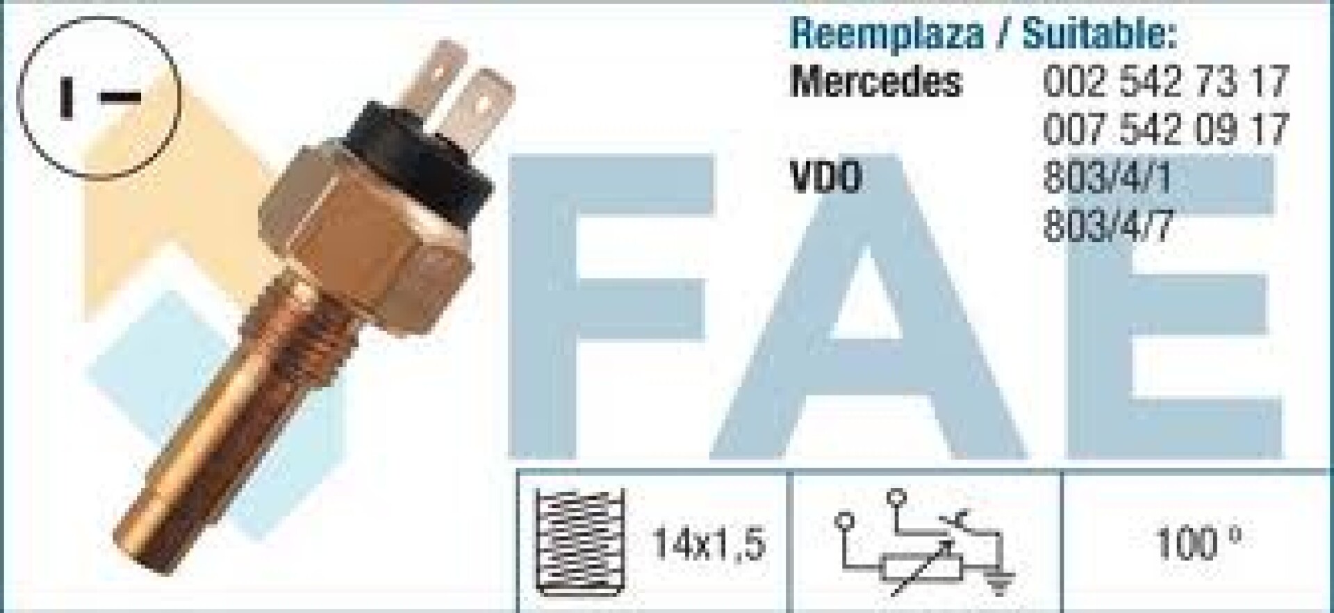 BULBO INTERRUPTOR - TEMPERATURA AGUA M.BENZ CAMION-OMNIBUS FAE 