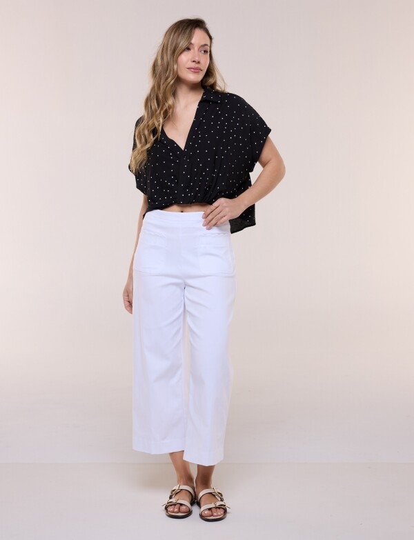 Pantalón Crop Con Bolsillos BLANCO