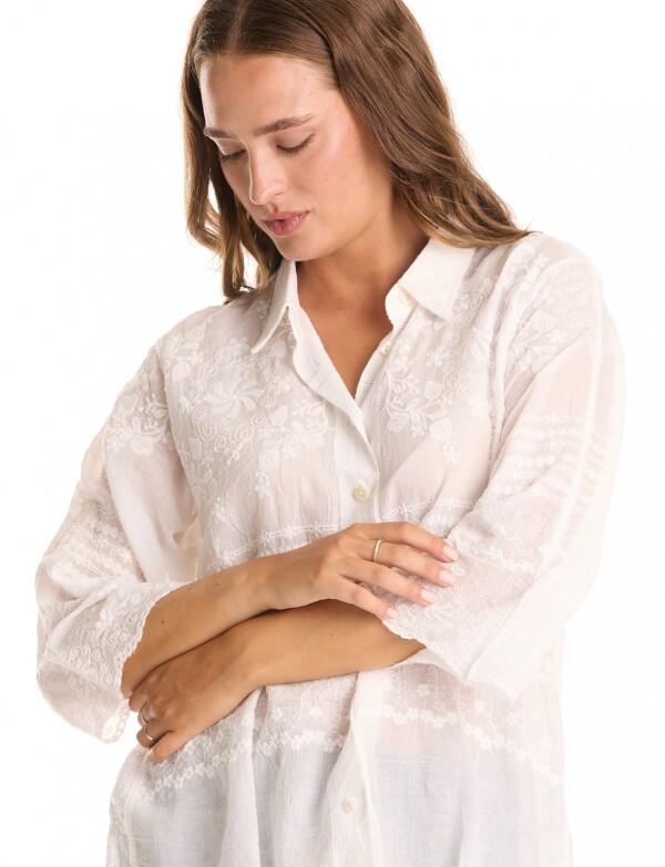 Camisa Algodon Broderie CRUDO