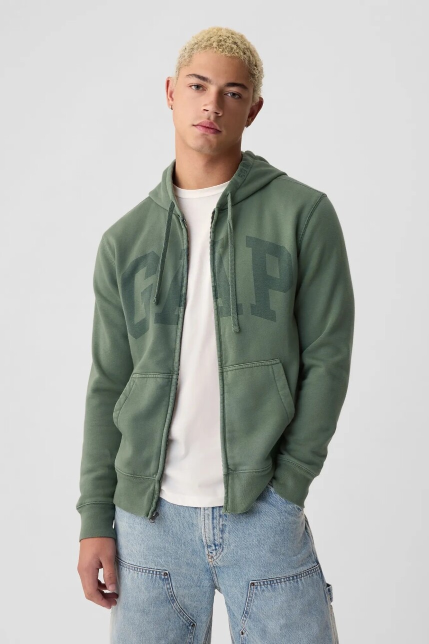 Canguro Logo Gap Con Cierre Hombre Dark Forest 18-5611 Tc