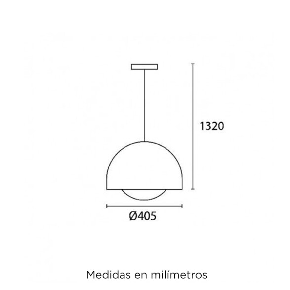 Colgante campana metal gris int.dorado 2xE27 Ø405 BM2017