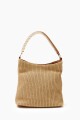 Bolso rafia con asas de eco cuero beige