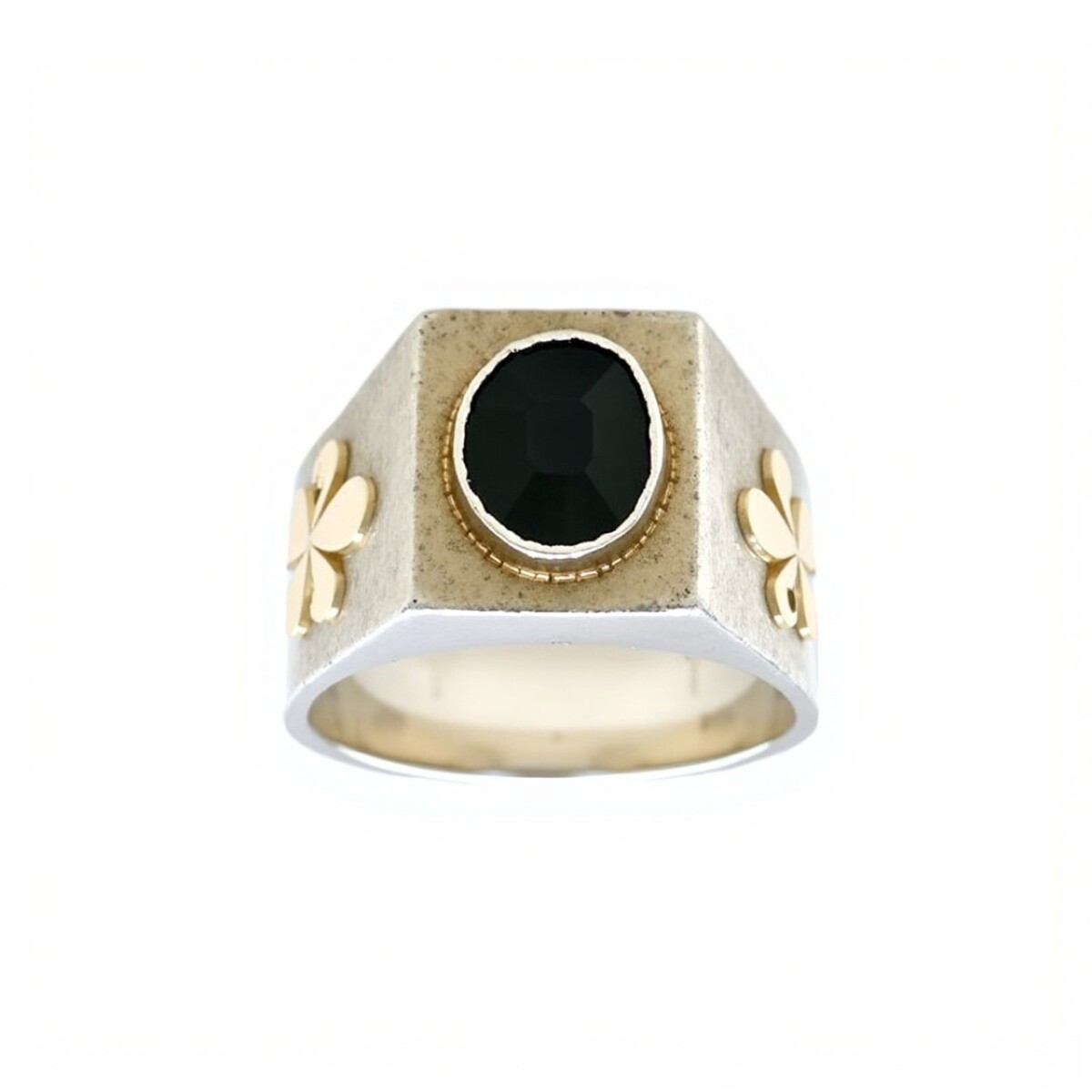 Anillo Mesa-Plata y Oro-Piedra Onix-AN5173 - conpiedra 