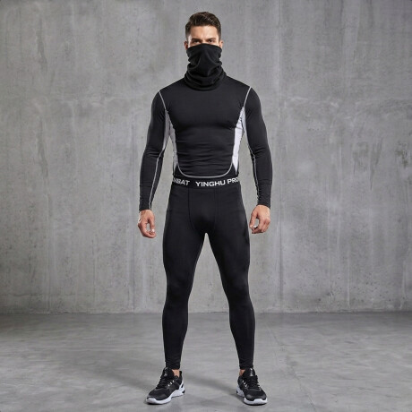 Conjunto Deportivo Termico X6 Psc Remera Calza Short Negro