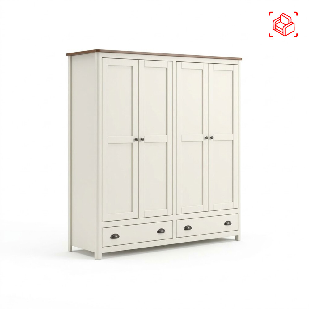 PLACARD ROPERO 4 PUERTAS MADERA NATURAL-BEIGE TOPAZIO