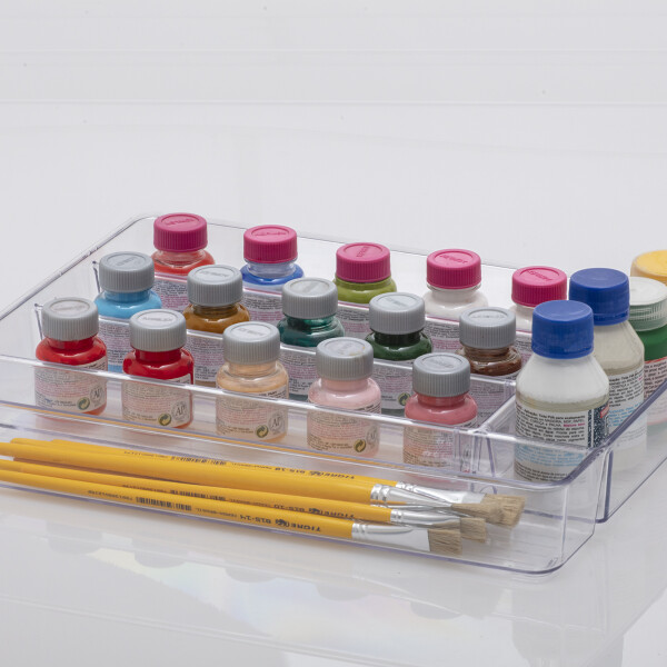 ORGANIZADOR DIAMOND CON DIVISORIAS 36X28X5 CMS CRISTAL TRANSPARENTE