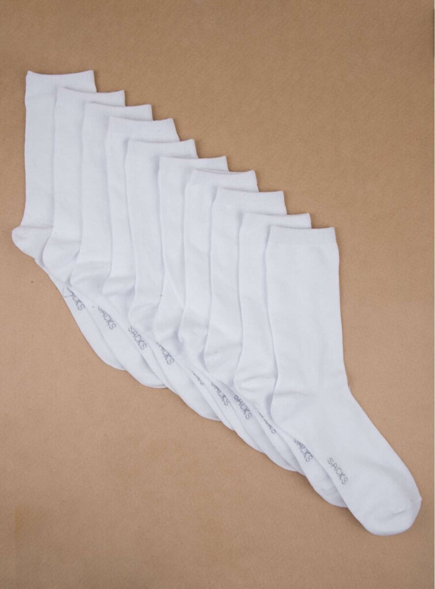 Packs de cinco medias lisas. de algodón. en varios colores s - Blanco 