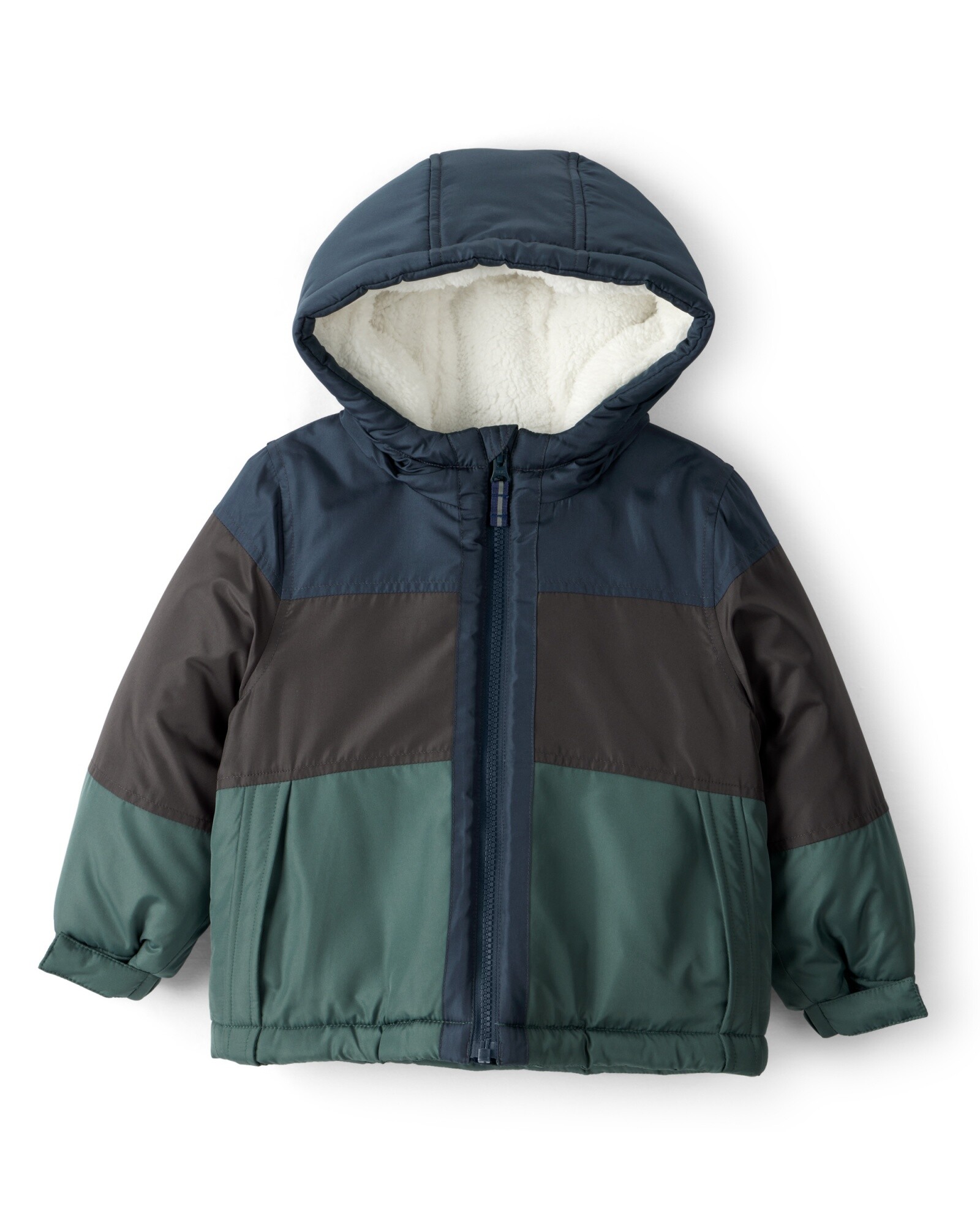 Campera resistente al agua, diseño bloques de color azul, negro y verde. Talles 2-4T Sin color