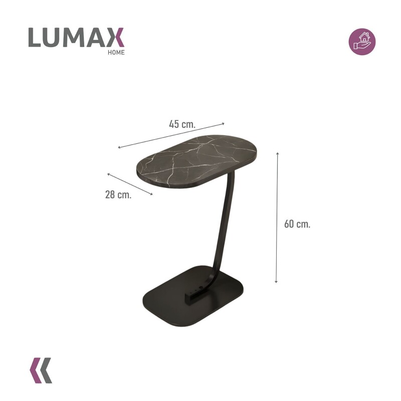 Mesa auxiliar Lumax de arrime MDF símil mármol para living Mesa auxiliar Lumax de arrime MDF símil mármol para living