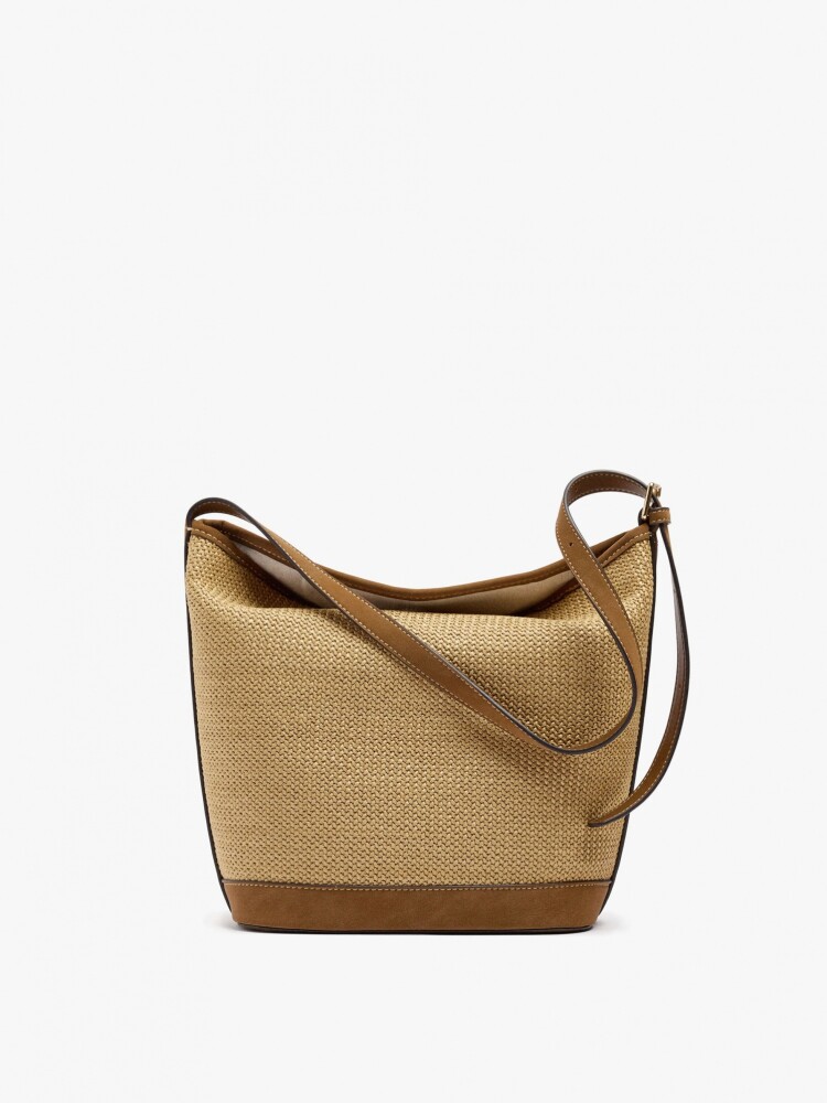 Bolso De Hombro Efecto Rafia natural