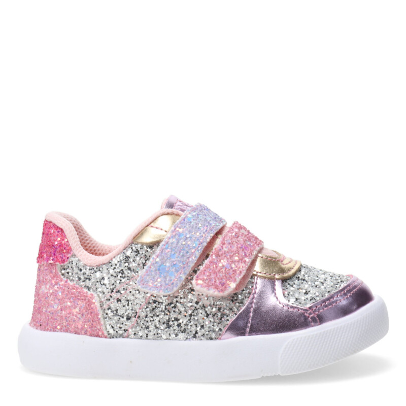 Championes Infantiles Bibi Agility Mini c/ Velcro Plateado - Rosado - Lila