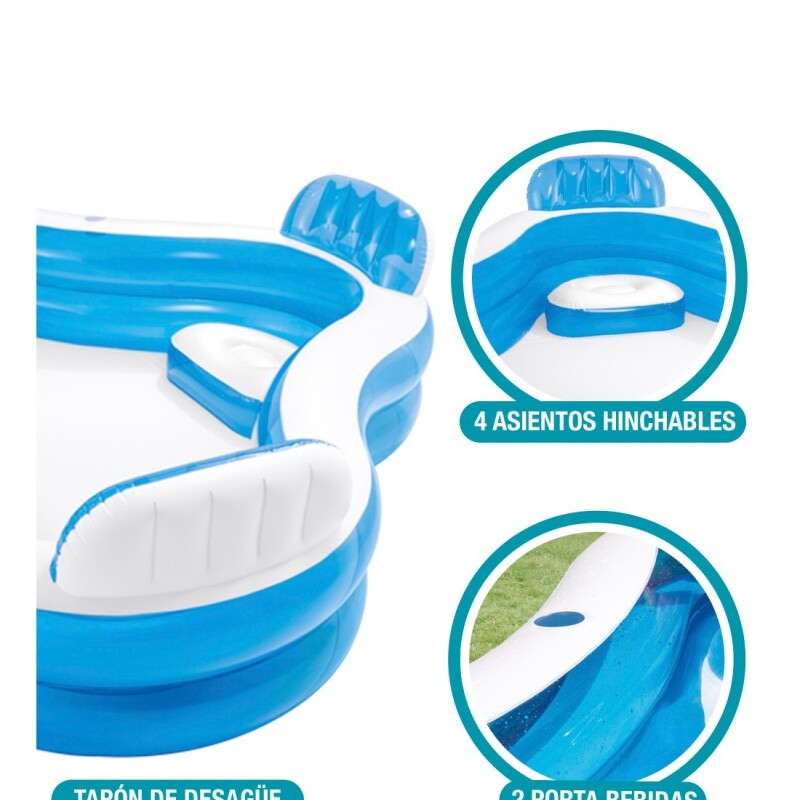 INTEX PISCINA FAMILIAR INFLABLE 4 ASIENTOS C/RESPALDO 990 LI Intex Piscina Familiar Inflable 4 Asientos C/respaldo 990 Li