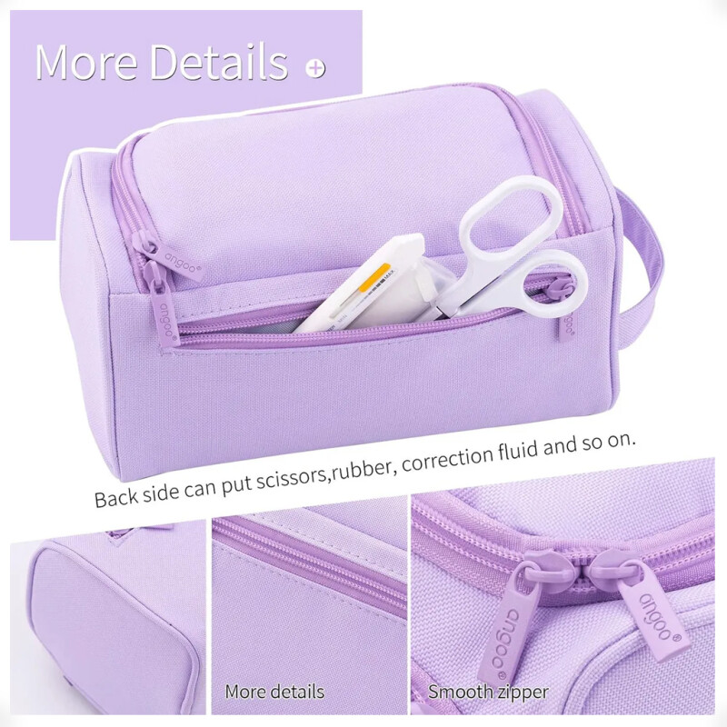 Bolso Cartuchera Gran Capacidad Para Lápices Y Marcadores Lila